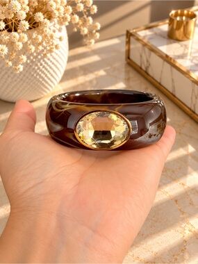 Brown Crystal Chunky  Bangle Bracelet